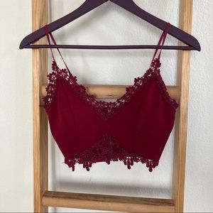 Windsor Red Crochet-Lace Bralette